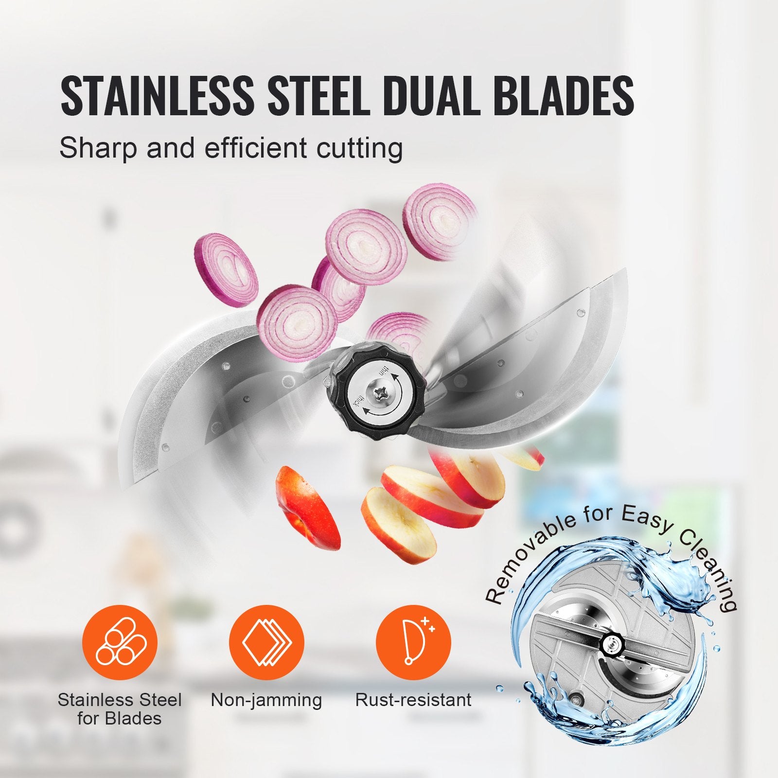 Electric Vegetable Slicer, 0-0.5"/0-12mm Thickness Adjustable Commercial Slicer Machine, Convertible to Manual, Stainless Steel Food Cutter Slicing Machine, Large Feed Port for Potato, Tomato - Image 4