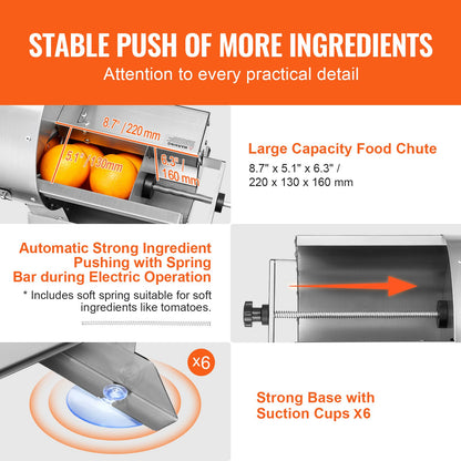 Electric Vegetable Slicer, 0-0.5"/0-12mm Thickness Adjustable Commercial Slicer Machine, Convertible to Manual, Stainless Steel Food Cutter Slicing Machine, Large Feed Port for Potato, Tomato - Image 5