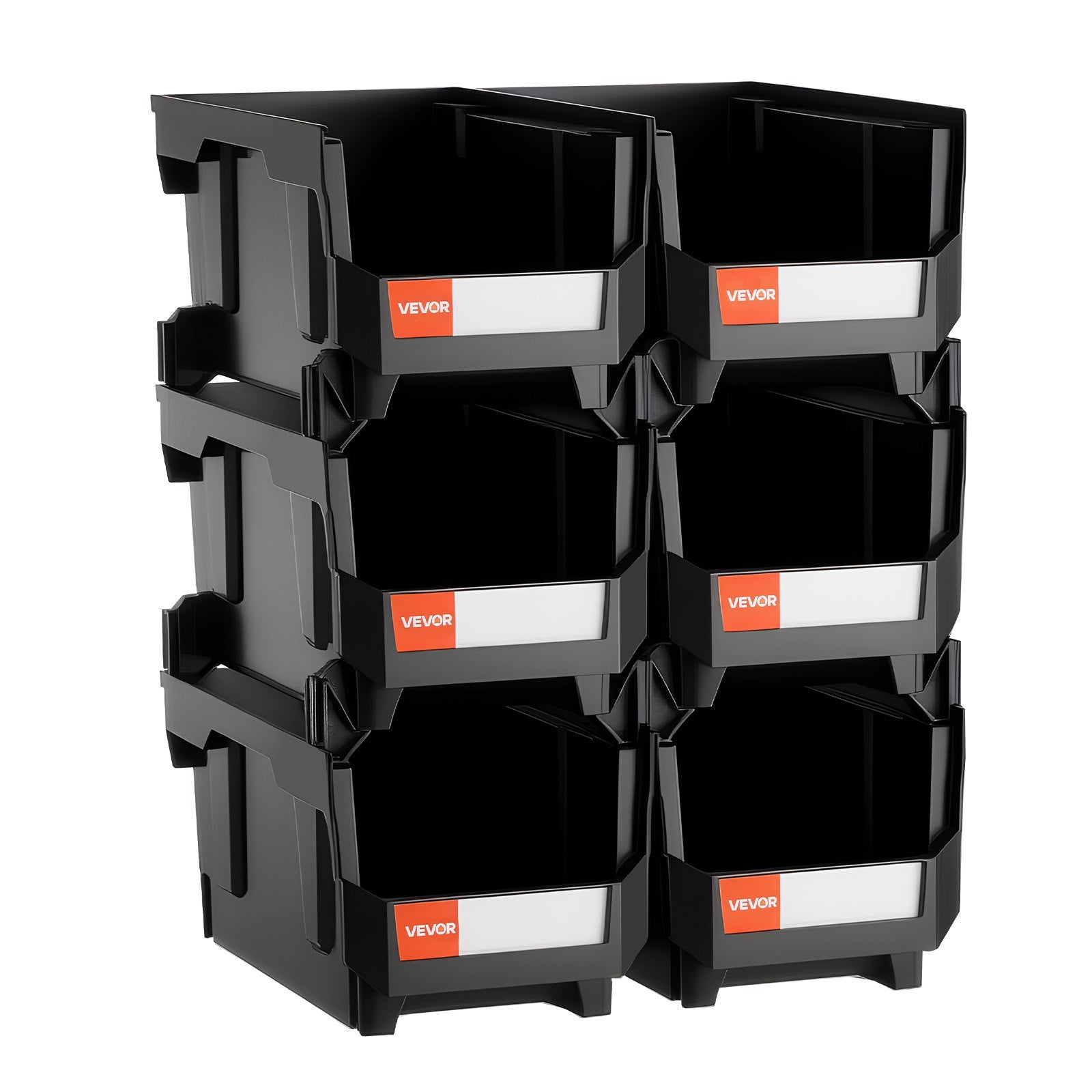 Plastic Stackable Storage Bins, 37.7 x 21.5 x 18 cm (6 Pack), Plastic Containers for Organizing and Storage Bins for Closet, Garage, Small Parts, Office Supplies and Other Accessories, Black - Image 9