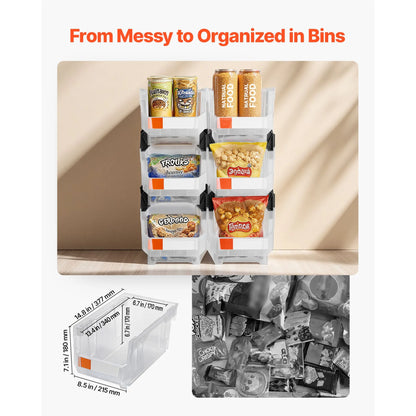 Plastic Stackable Storage Bins, 37.7 x 21.5 x 18 cm (6 Pack), Plastic Containers for Organizing & Storage Bins for Closet, Garage, Small Parts, Office Supplies, Other Accessories, Transparent - Image 2