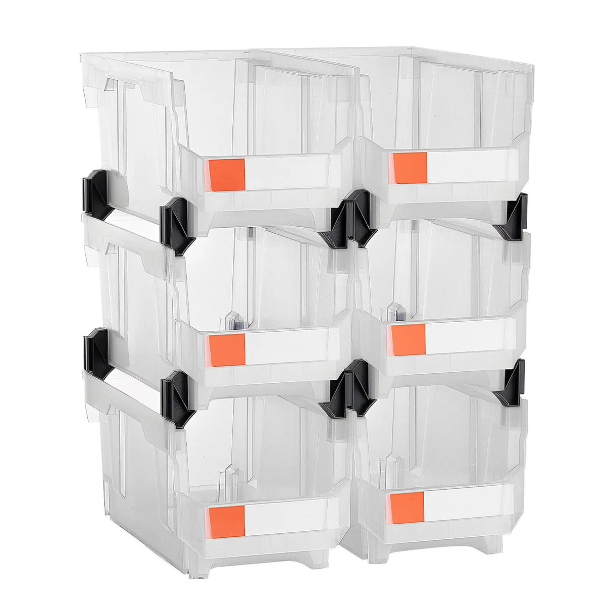 Plastic Stackable Storage Bins, 37.7 x 21.5 x 18 cm (6 Pack), Plastic Containers for Organizing & Storage Bins for Closet, Garage, Small Parts, Office Supplies, Other Accessories, Transparent - Image 9