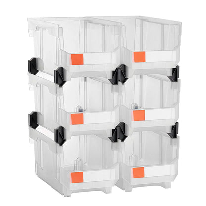 Plastic Stackable Storage Bins, 37.7 x 21.5 x 18 cm (6 Pack), Plastic Containers for Organizing & Storage Bins for Closet, Garage, Small Parts, Office Supplies, Other Accessories, Transparent - Image 9