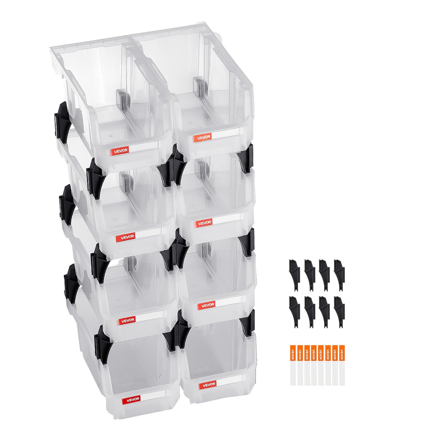 Plastic Stackable Storage Bins, 27.6 x 14 x 13 cm (8 Pack), Plastic Containers for Organizing & Storage Bins for Closet, Garage, Small Parts, Office Supplies, Other Accessories, Transparent - Image 9