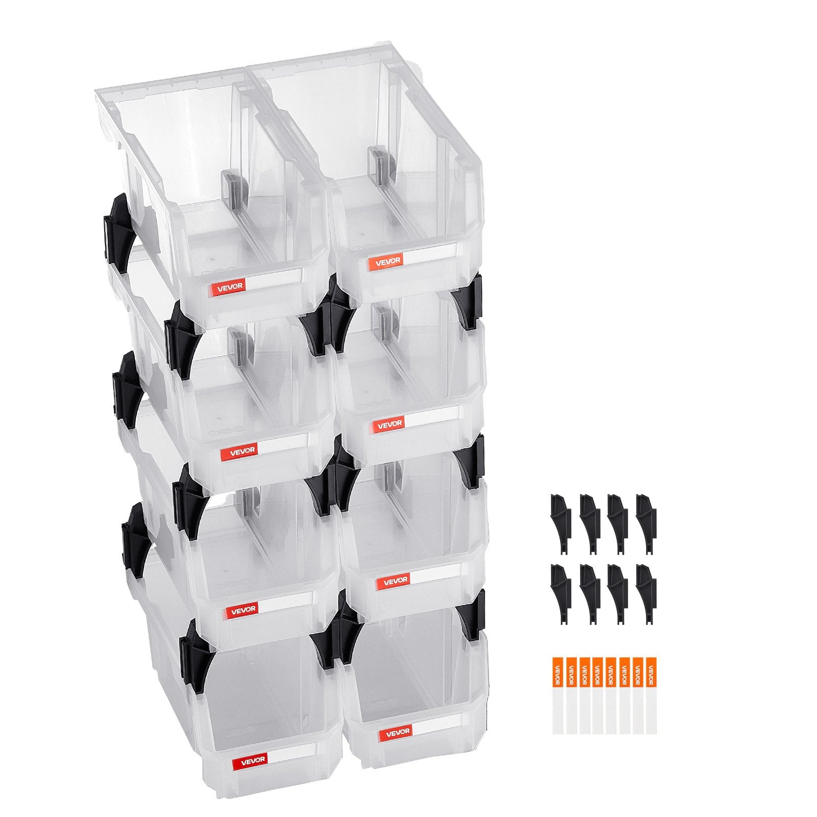 Plastic Stackable Storage Bins, 27.6 x 14 x 13 cm (8 Pack), Plastic Containers for Organizing & Storage Bins for Closet, Garage, Small Parts, Office Supplies, Other Accessories, Transparent - Image 9