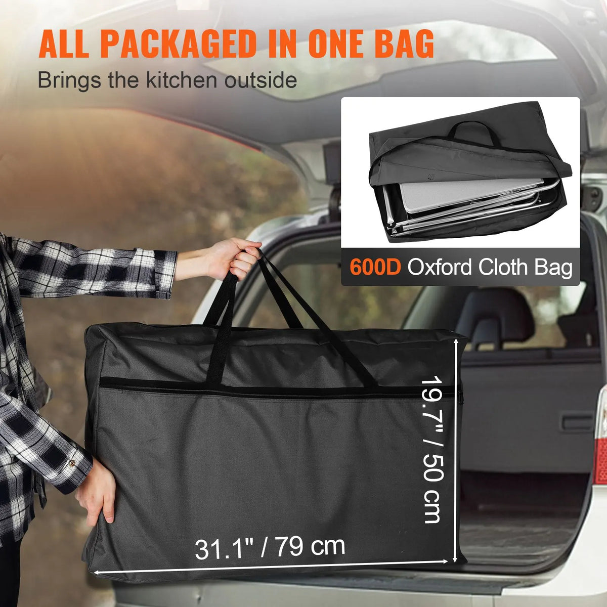 Camping Kitchen Table, Folding Outdoor Cooking Table with Storage Carrying Bag, Aluminum Cook Station 3 Cupboard & Detachable Windscreen, Quick Set-up for Picnics, BBQ, RV Traveling, Black - Image 6