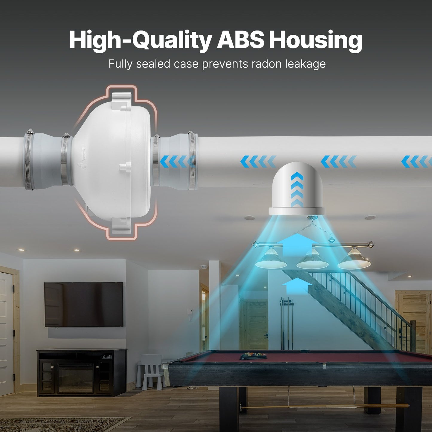 4" to 4.5" Radon Mitigation Fan System Quiet 260CFM Inline Duct Waterproof - Image 6