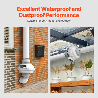 4" to 4.5" Radon Mitigation Fan System Quiet 380CFM Inline Duct Waterproof - Image 4