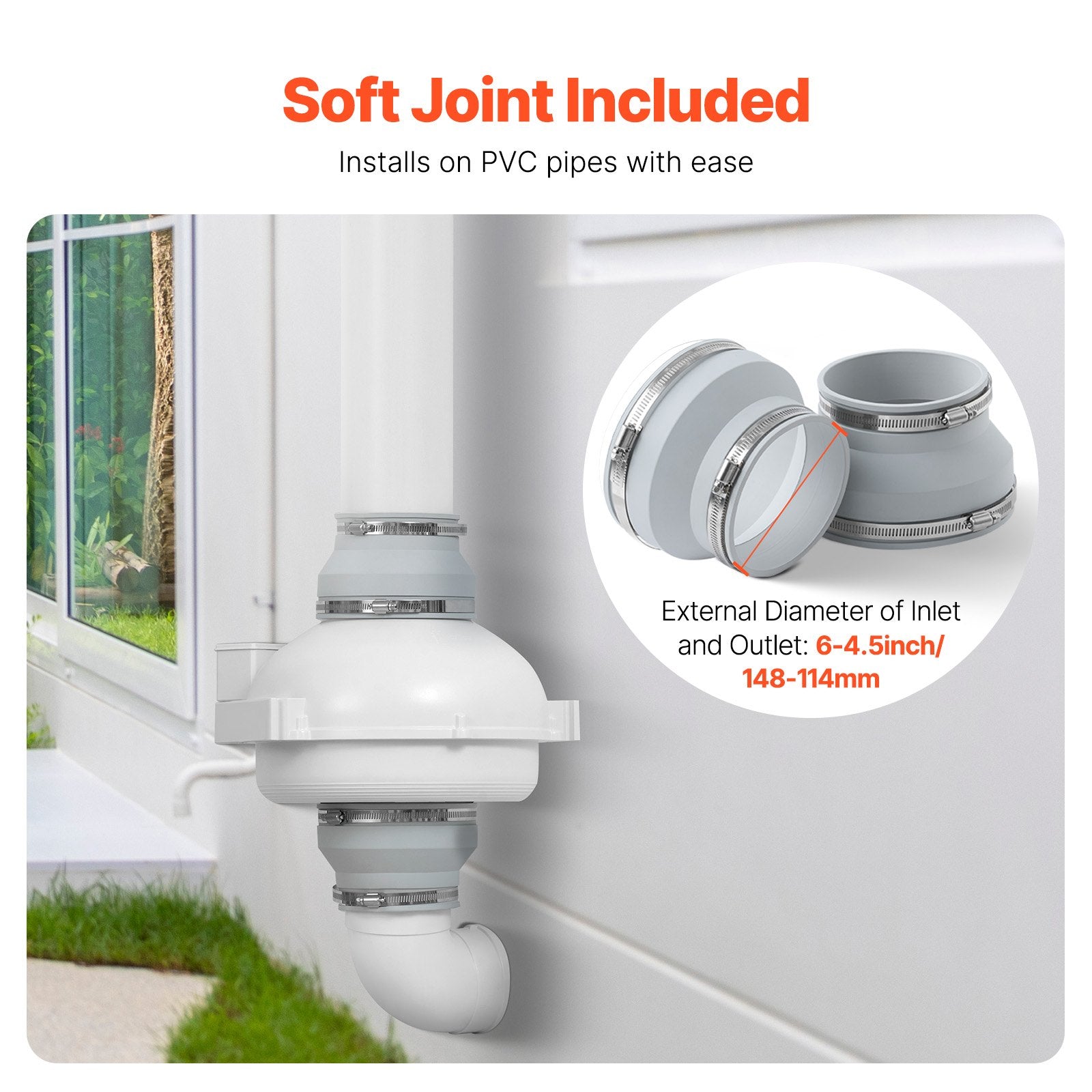 4" to 4.5" Radon Mitigation Fan System Quiet 380CFM Inline Duct Waterproof - Image 5
