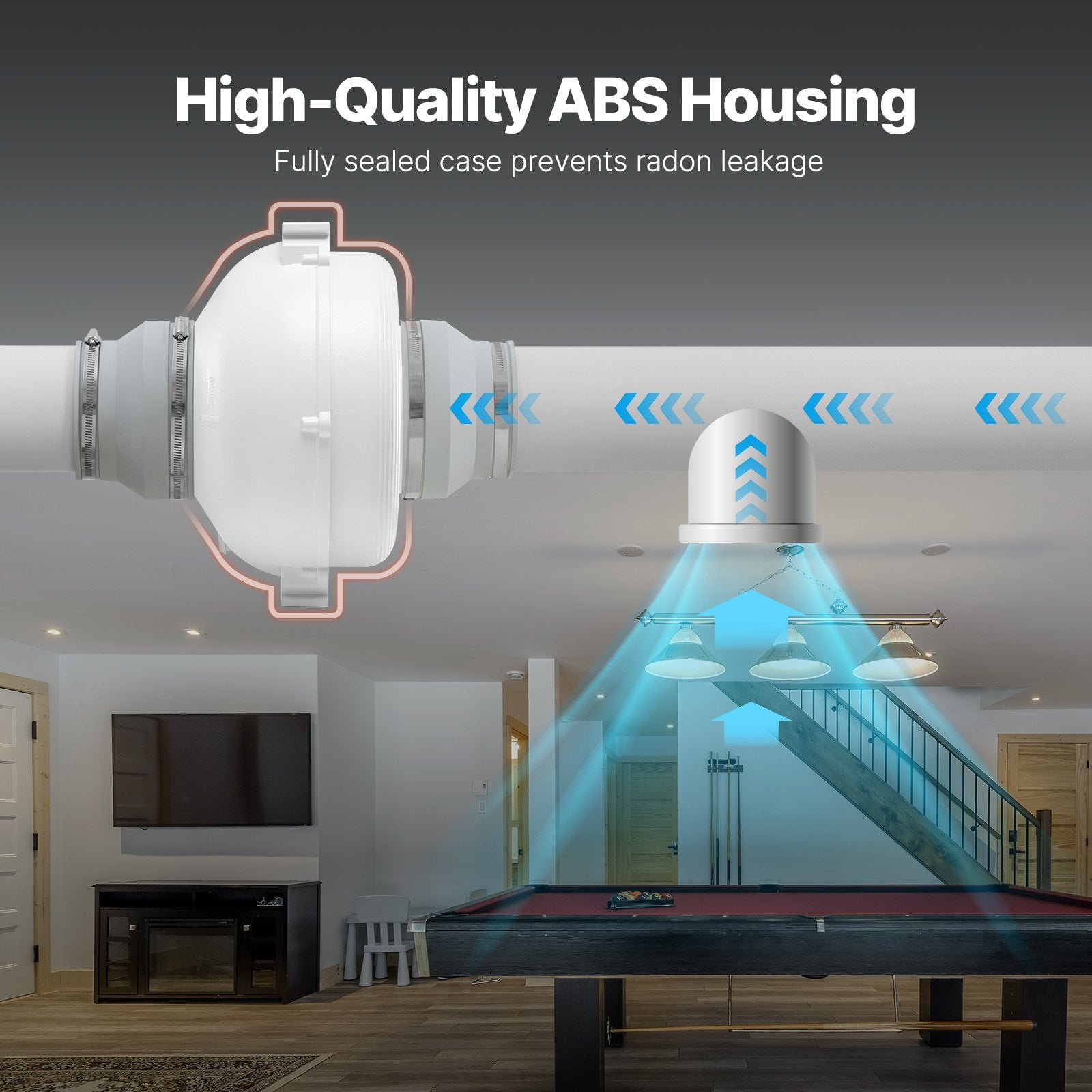 4" to 4.5" Radon Mitigation Fan System Quiet 380CFM Inline Duct Waterproof - Image 6