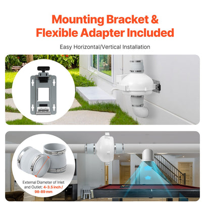 4" to 3.5" Radon Mitigation Fan System Kit Quiet 260 CFM Inline Duct Fan - Image 5