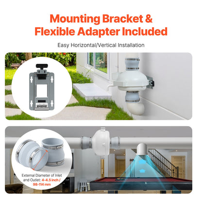 4" to 4.5" Radon Mitigation Fan System Kit Quiet 260 CFM Inline Duct Fan - Image 5