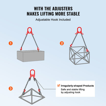 Chain Sling, 10 mm x 180 cm Lifting Chains with Hooks, G80 Engine Chain Hoist Lifts, 5 Ton Lifting Sling Chains for Engine Hoist, Engine Lift Chain with 2 Leg Grab Hooks and Adjusters Heavy Duty - Image 4