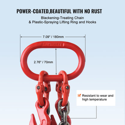 Chain Sling, 10 mm x 180 cm Lifting Chains with Hooks, G80 Engine Chain Hoist Lifts, 5 Ton Lifting Sling Chains for Engine Hoist, Engine Lift Chain with 2 Leg Grab Hooks and Adjusters Heavy Duty - Image 6