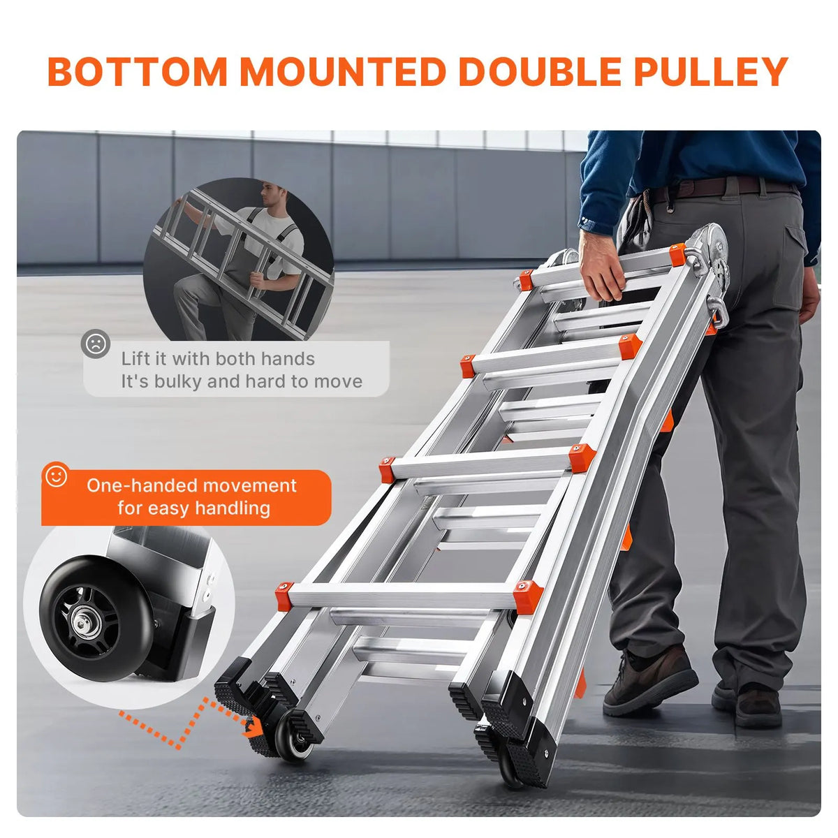 Telescoping Ladder A Frame, 13 FT Compact Aluminum Extension Ladder, Multi-Function Portable Collapsible RV Ladder, Telescopic Ladder for Homework Stairs Indoor Outdoor Roof, 330lb Load - Image 3