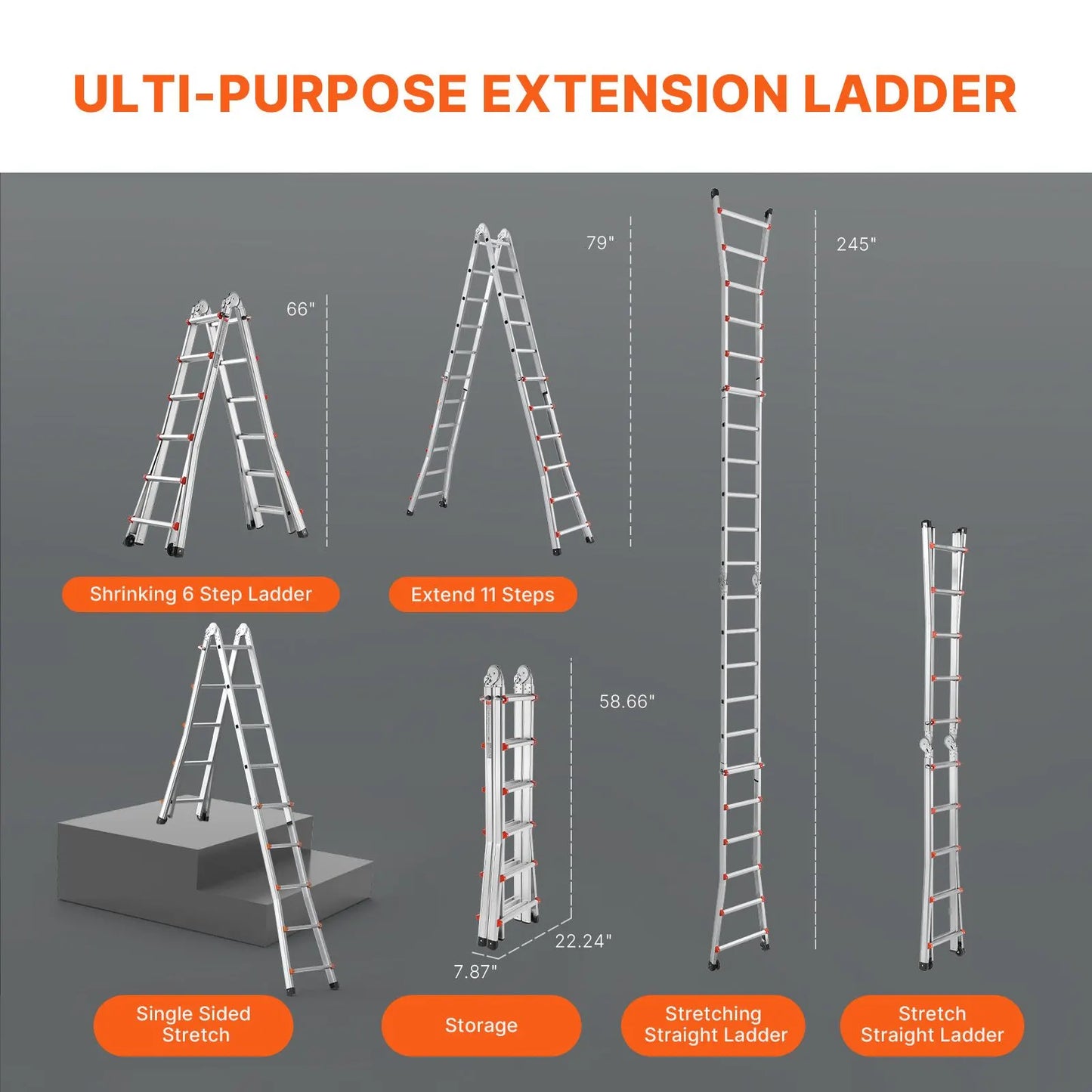 Telescoping Ladder A Frame 20 FT Extension Multi-Function for Homework - Image 4