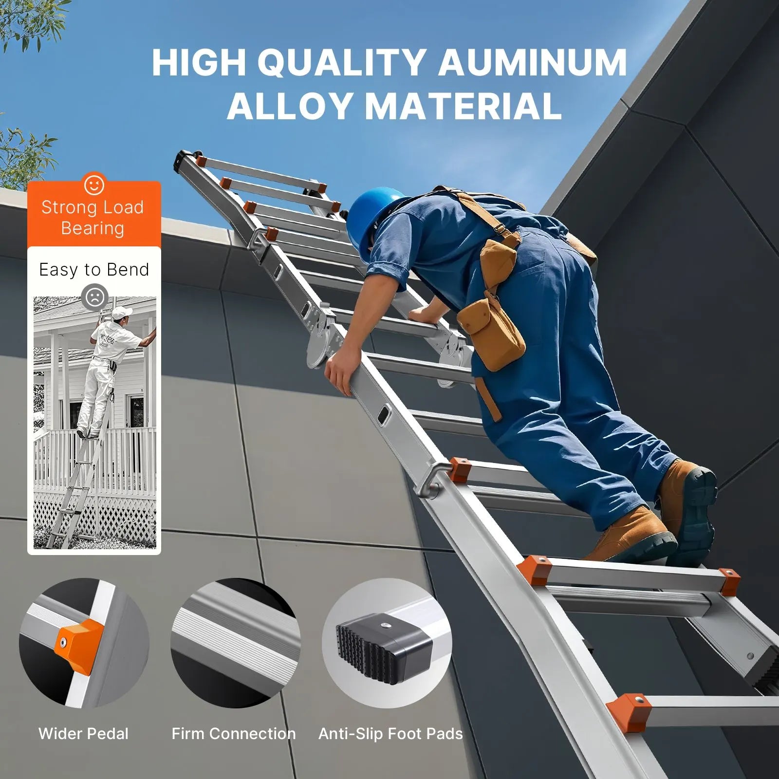 Telescoping Ladder A Frame 20 FT Extension Multi-Function for Homework - Image 6