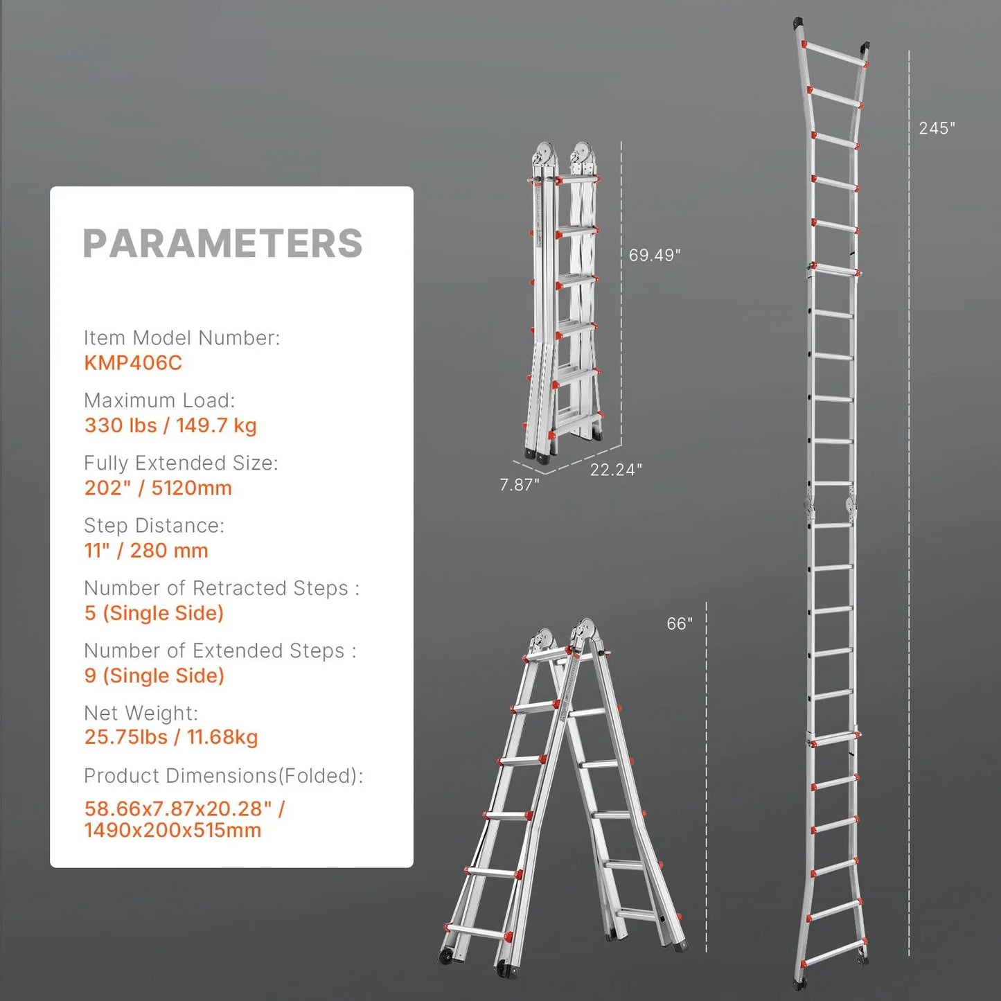 Telescoping Ladder A Frame 20 FT Extension Multi-Function for Homework - Image 7