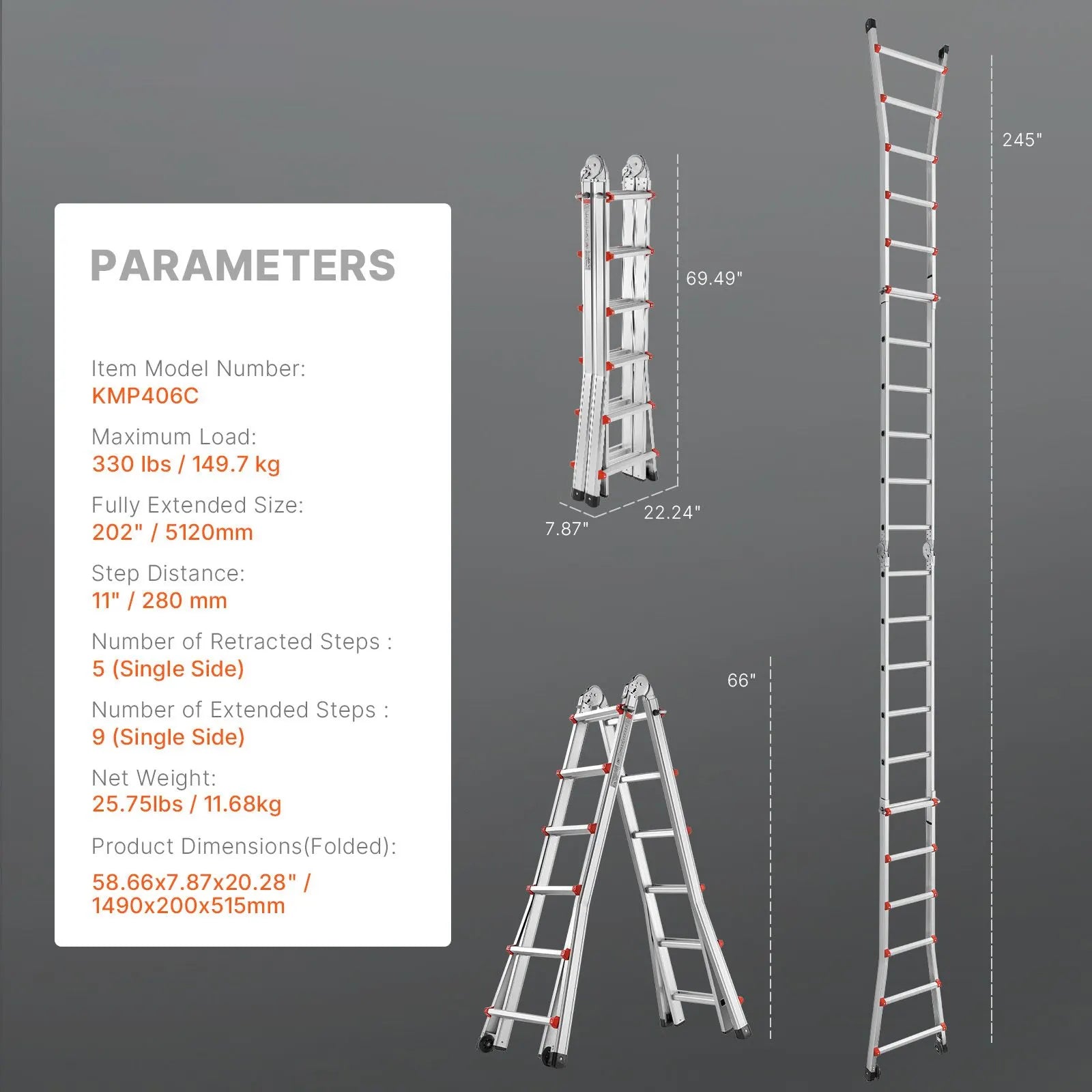 Telescoping Ladder A Frame 20 FT Extension Multi-Function for Homework - Image 7