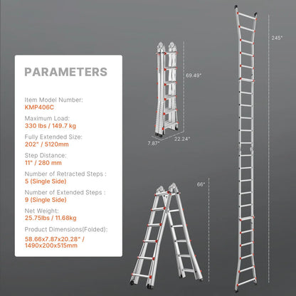 Telescoping Ladder A Frame 20 FT Extension Multi-Function for Homework - Image 7