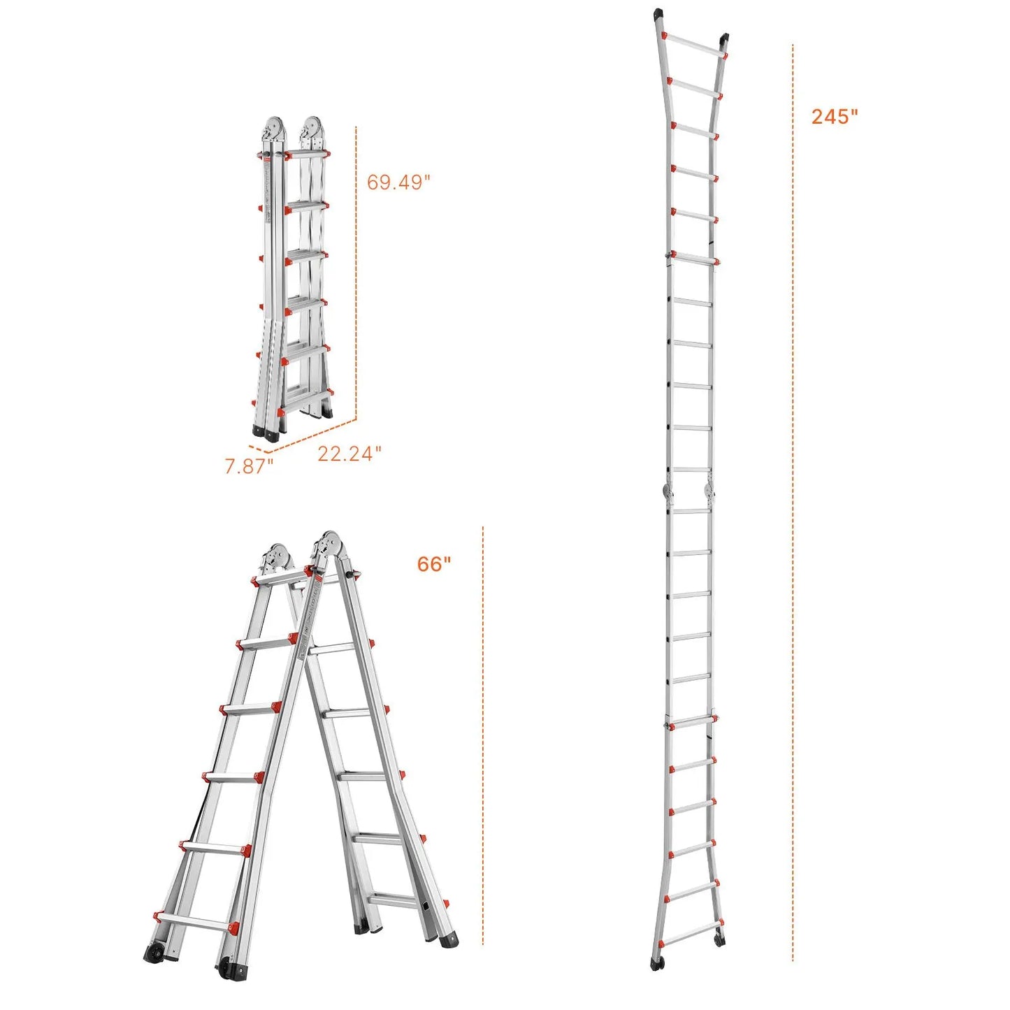 Telescoping Ladder A Frame 20 FT Extension Multi-Function for Homework - Image 8