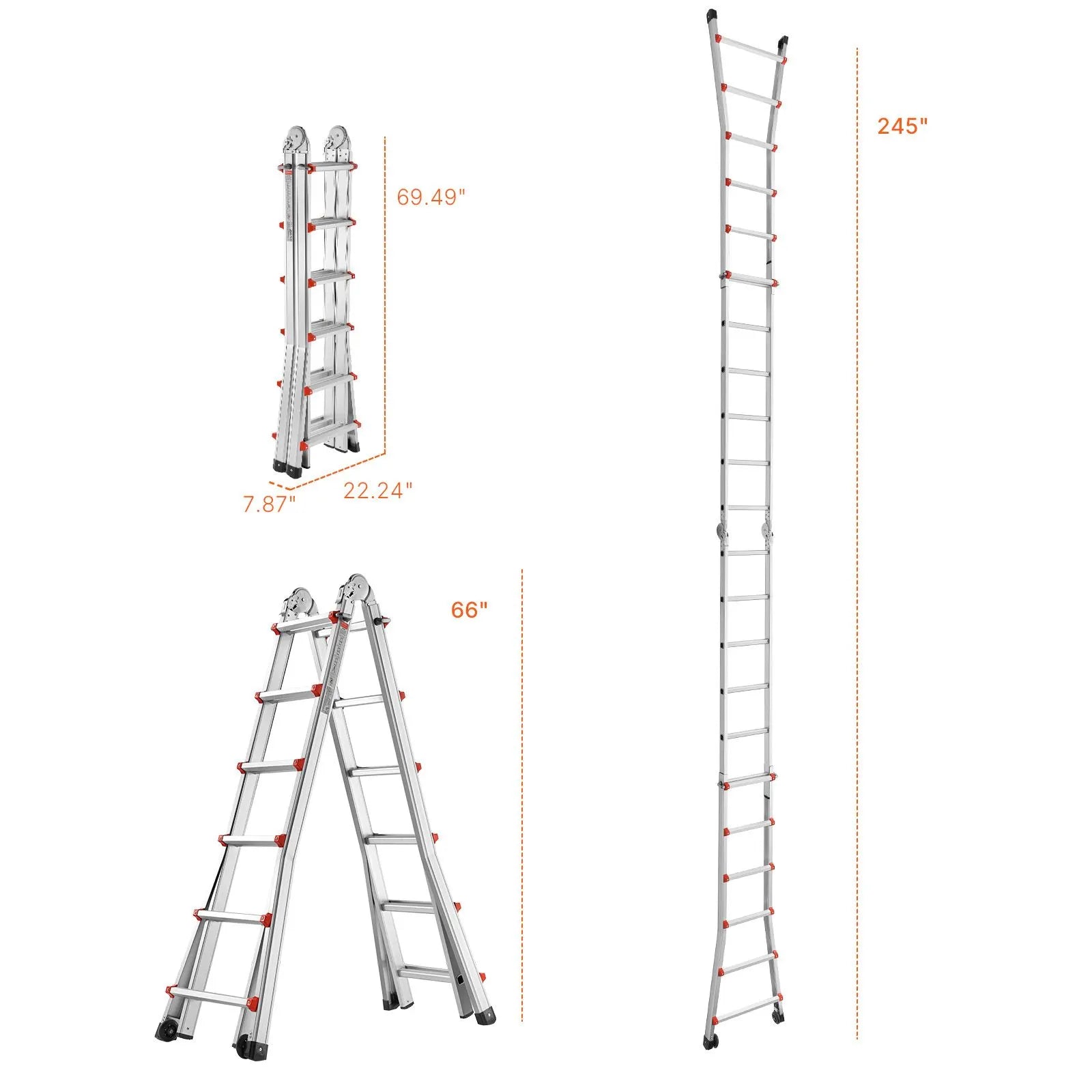 Telescoping Ladder A Frame 20 FT Extension Multi-Function for Homework - Image 8