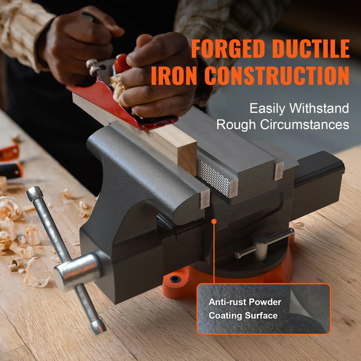 16.7cm Bench Vise Anvil Swivel Locking Base Heavy Duty Ductile Iron Vice - Image 2