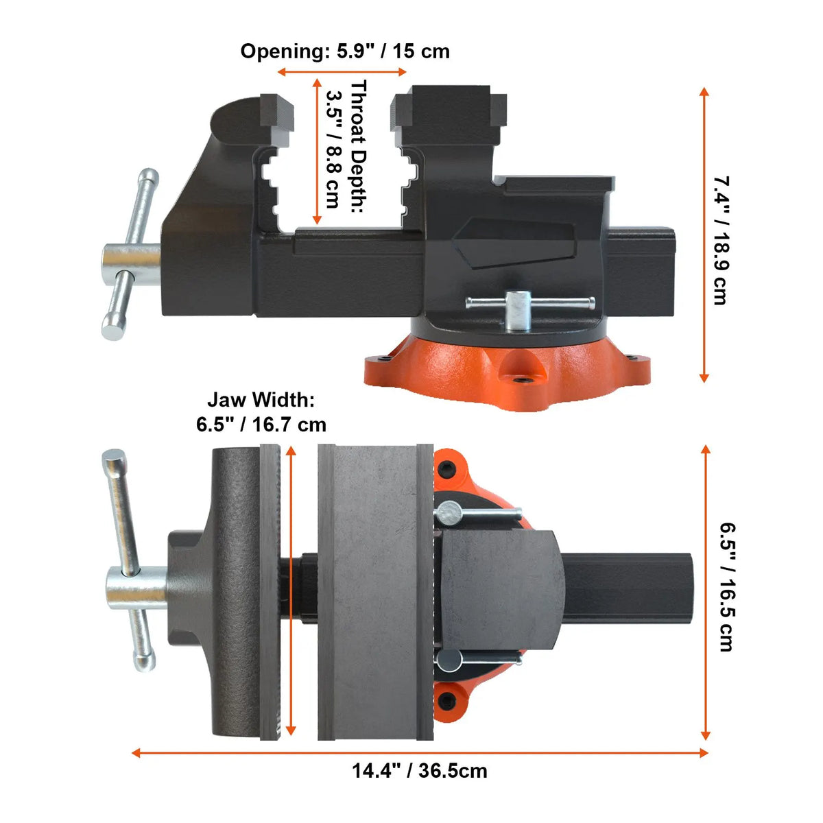 16.7cm Bench Vise Anvil Swivel Locking Base Heavy Duty Ductile Iron Vice - Image 8