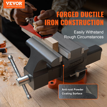 16.7cm Bench Vise Anvil Swivel Locking Base Heavy Duty Ductile Iron Vice - Image 2