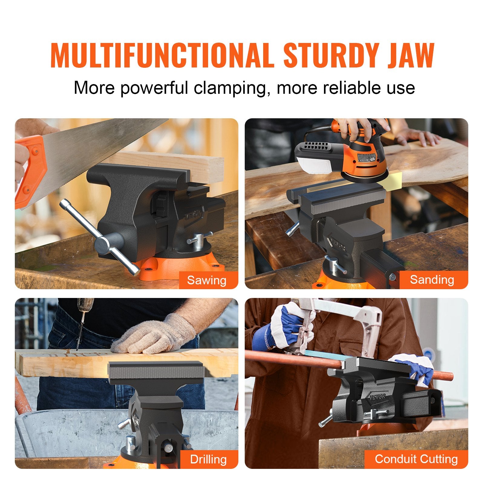 16.7cm Bench Vise Anvil Swivel Locking Base Heavy Duty Ductile Iron Vice - Image 6