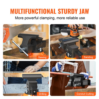 16.7cm Bench Vise Anvil Swivel Locking Base Heavy Duty Ductile Iron Vice - Image 6