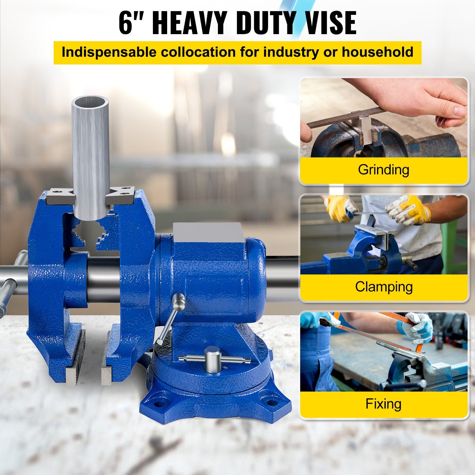Multipurpose Bench Vice 5" 30Kn Heavy Duty with 360° Swivel Base and Head - Image 2