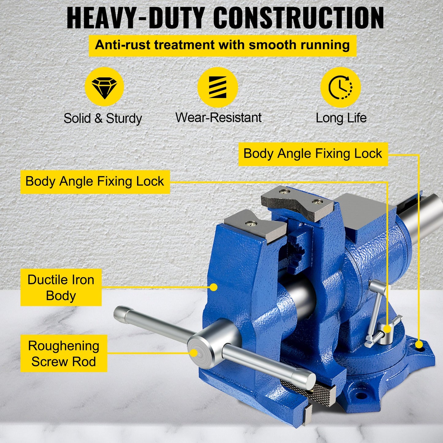 Multipurpose Bench Vice 5" 30Kn Heavy Duty with 360° Swivel Base and Head - Image 4