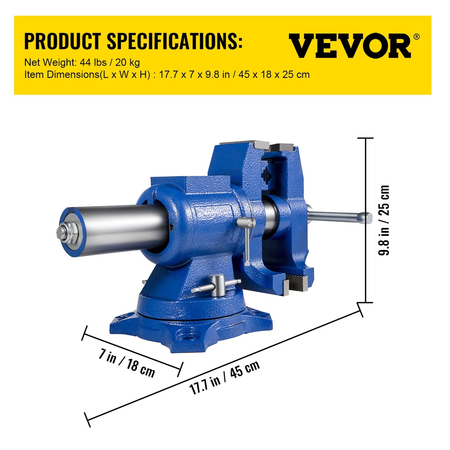 Multipurpose Bench Vice 5" 30Kn Heavy Duty with 360° Swivel Base and Head - Image 7