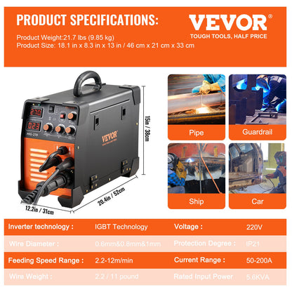 Mig Welder Welding Machine MIG-270 MIG MMA TIG IGBT DC Inverter Welder Digital Display - Image 7