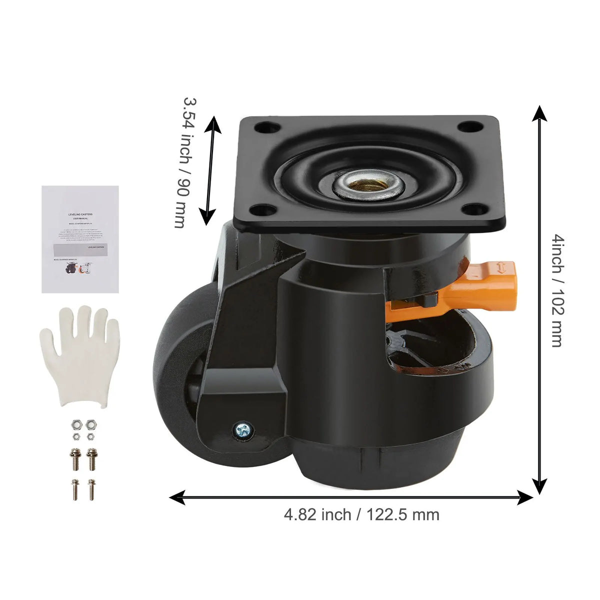 Leveling Casters, Set of 4, 1000 kg Total Load Capacity, 63.5 mm, Heavy Duty with Upgraded Handle Design, 360 Degree Swivel Caster Wheels, Adjustable Casters with Feet for Workbench, Machine - Image 8