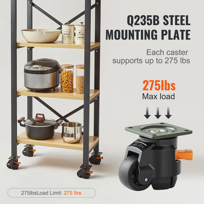 Leveling Casters, Set of 4, 500 kg Total Load Capacity, 50.8 mm, Heavy Duty with Upgraded Handle Design, 360 Degree Swivel Caster Wheels, Adjustable Casters with Feet for Workbench, Machine - Image 5