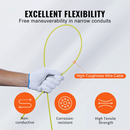 Fish Tape, 100 ft, 3/16-inch, Fiberglass Wire Puller with Optimized Housing and Handle, Easy-to-Use Cable Puller Tool, Flexible Wire Fishing Tools for Wall and Electrical Conduit, Non-Conductive - Image 3