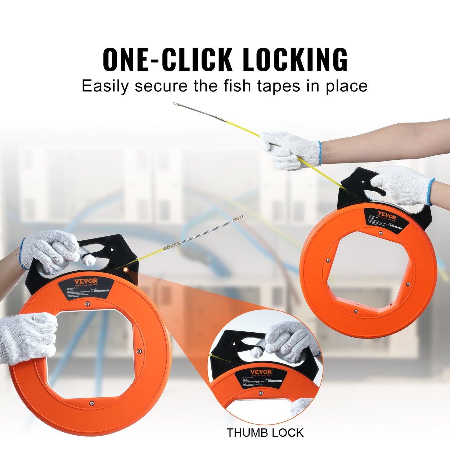 Fish Tape, 100 ft, 3/16-inch, Fiberglass Wire Puller with Optimized Housing and Handle, Easy-to-Use Cable Puller Tool, Flexible Wire Fishing Tools for Wall and Electrical Conduit, Non-Conductive - Image 4