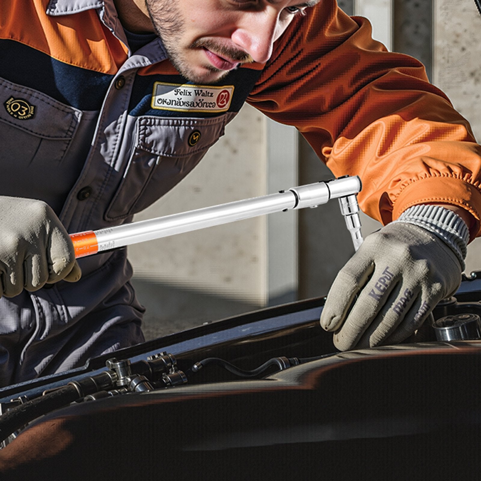 Adjustable Click Torque Wrench, 1/2 Inch Drive, 20-160 lbf-ft/27.1-216.8 N.m, Dual-direction and Dual Range Scales, 72-Tooth, ±2% Precision, with Adapter Interchangeable Jaw and Ratchet Head - Image 8