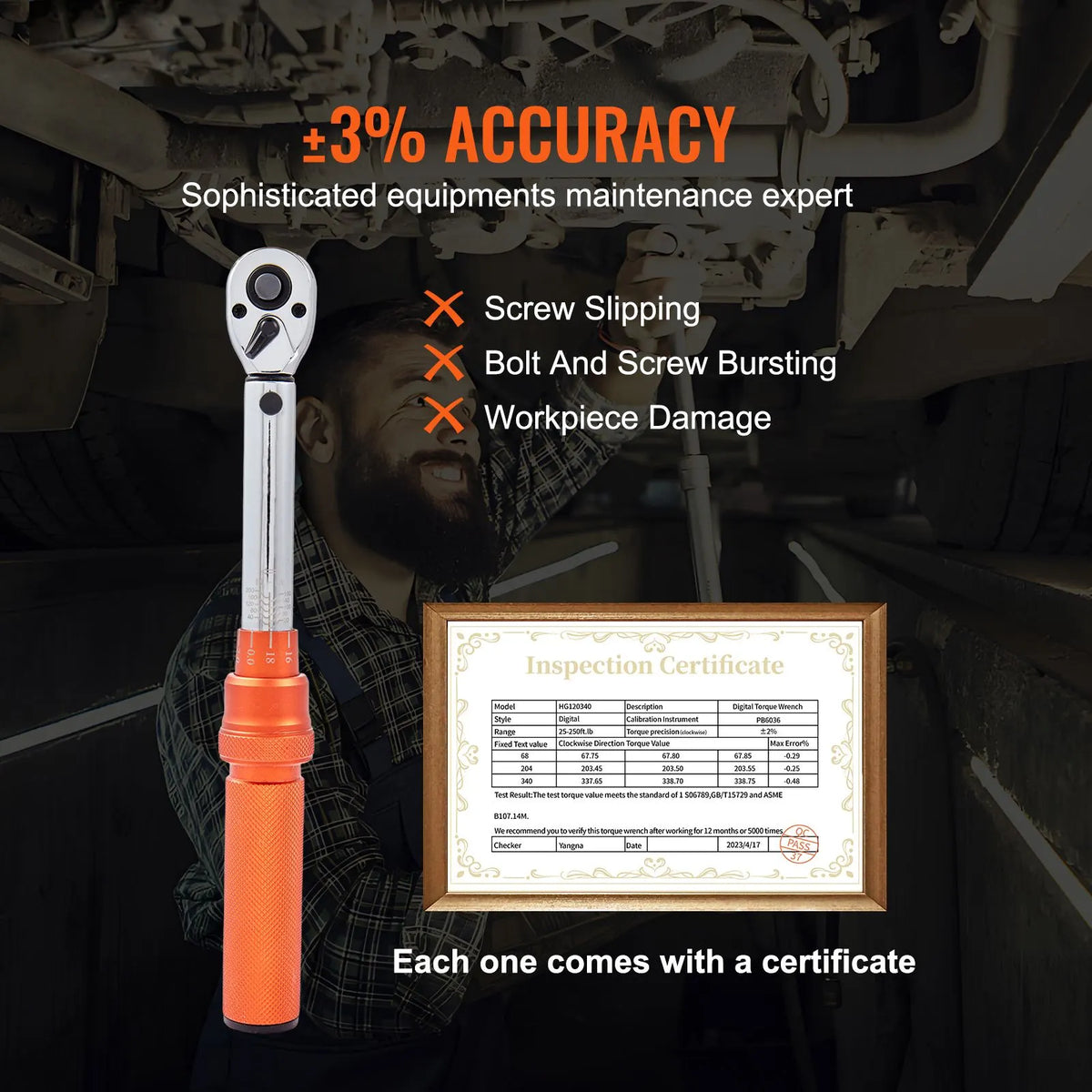 Torque Wrench Adjustable Torque Wrench 1/4" Drive 20-200in.lb/2.3-23Nm - Image 2