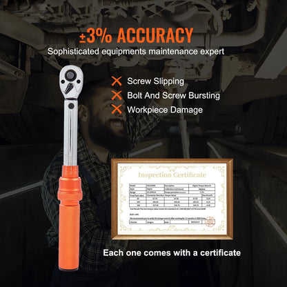Torque Wrench Adjustable Torque Wrench 1/4" Drive 20-200in.lb/2.3-23Nm - Image 2