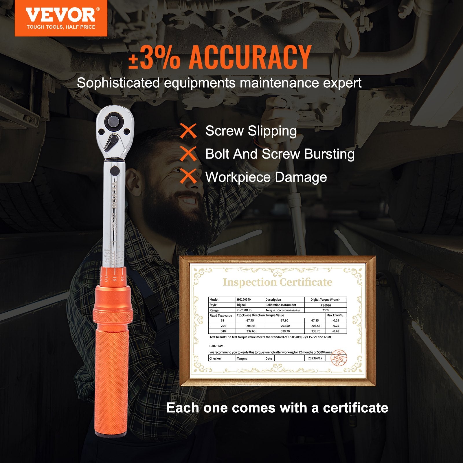 Torque Wrench Adjustable Torque Wrench 1/4" Drive 20-200in.lb/2.3-23Nm - Image 2