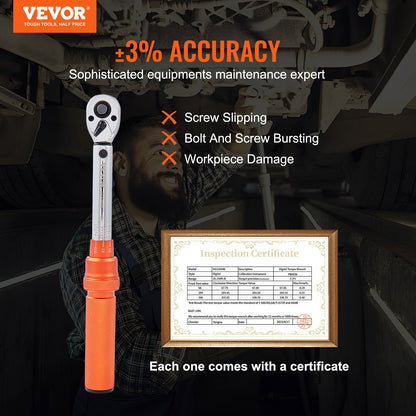 Torque Wrench Adjustable Torque Wrench 1/4" Drive 20-200in.lb/2.3-23Nm - Image 2
