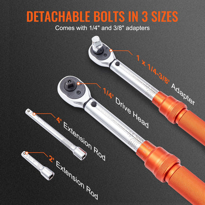 Torque Wrench Adjustable Torque Wrench 1/4" Drive 20-200in.lb/2.3-23Nm - Image 5