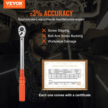 Torque Wrench Adjustable Torque Wrench 1/2" Drive 10-150ft.lb/14-204n.m - Image 2