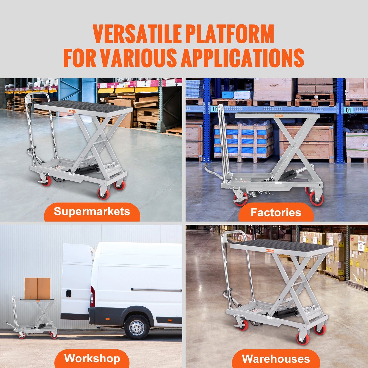 Hydraulic Lift Table Cart, 500lbs Capacity 28.5" Lifting Height, Manual Single Scissor Lift Table with 4 Wheels and Non-slip Pad, Hydraulic Scissor Cart for Material Handling, Gray - Image 7