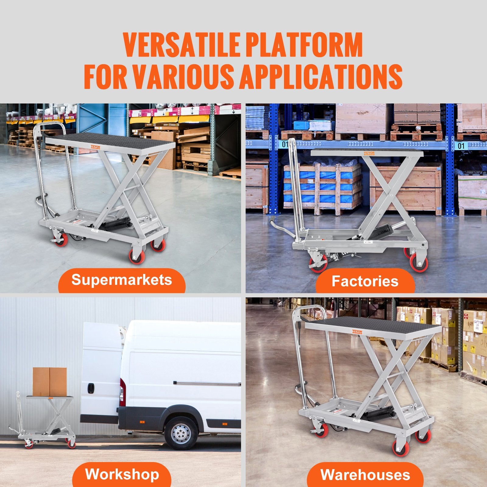 Hydraulic Lift Table Cart, 500lbs Capacity 28.5" Lifting Height, Manual Single Scissor Lift Table with 4 Wheels and Non-slip Pad, Hydraulic Scissor Cart for Material Handling, Gray - Image 7