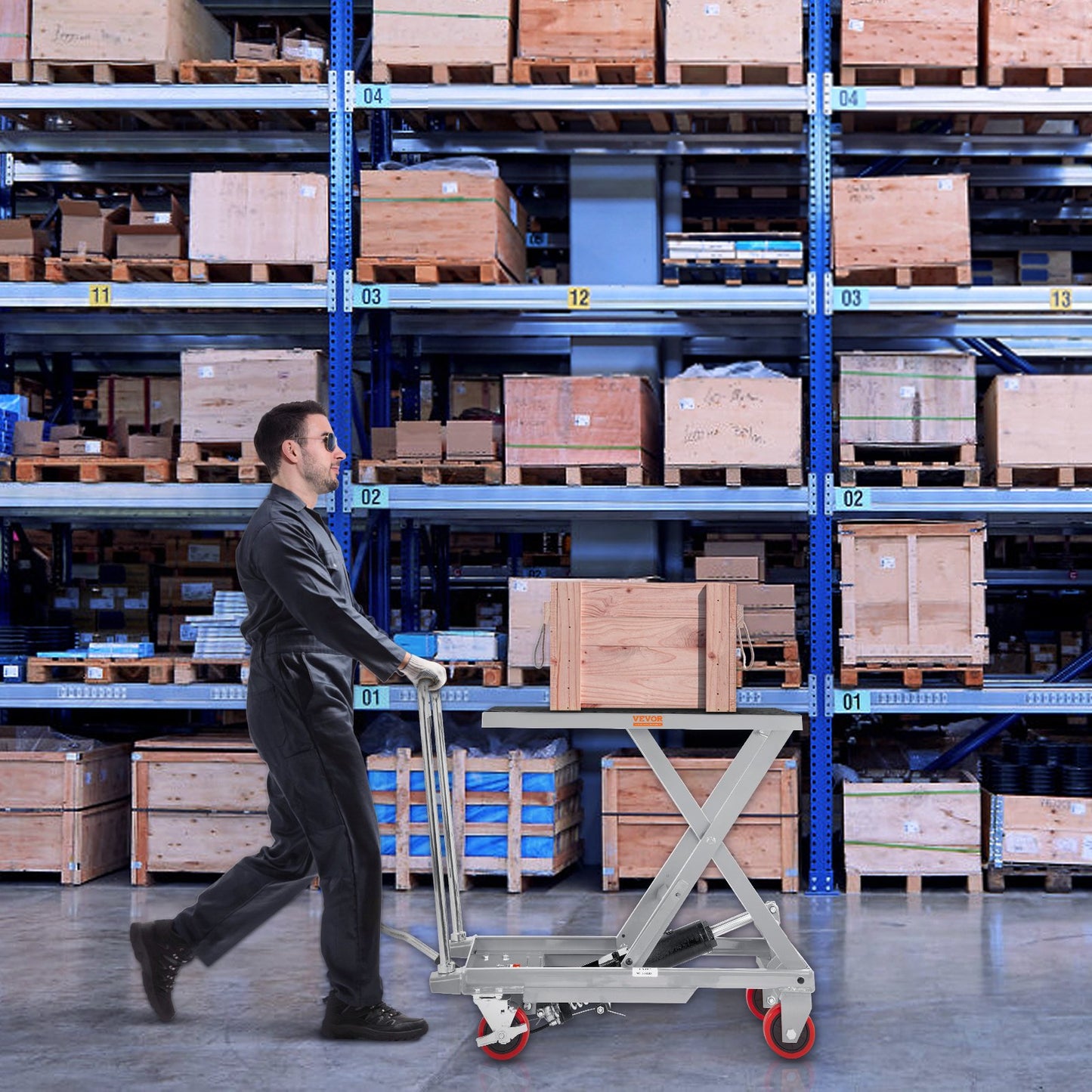 Hydraulic Lift Table Cart, 500lbs Capacity 28.5" Lifting Height, Manual Single Scissor Lift Table with 4 Wheels and Non-slip Pad, Hydraulic Scissor Cart for Material Handling, Gray - Image 8