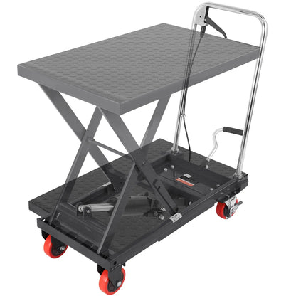 Hydraulic Lift Table Cart, 330lbs Capacity 28.5" Lifting Height, Manual Single Scissor Lift Table with 4 Wheels and Non-slip Pad, Hydraulic Scissor Cart for Material Handling, Black - Image 9