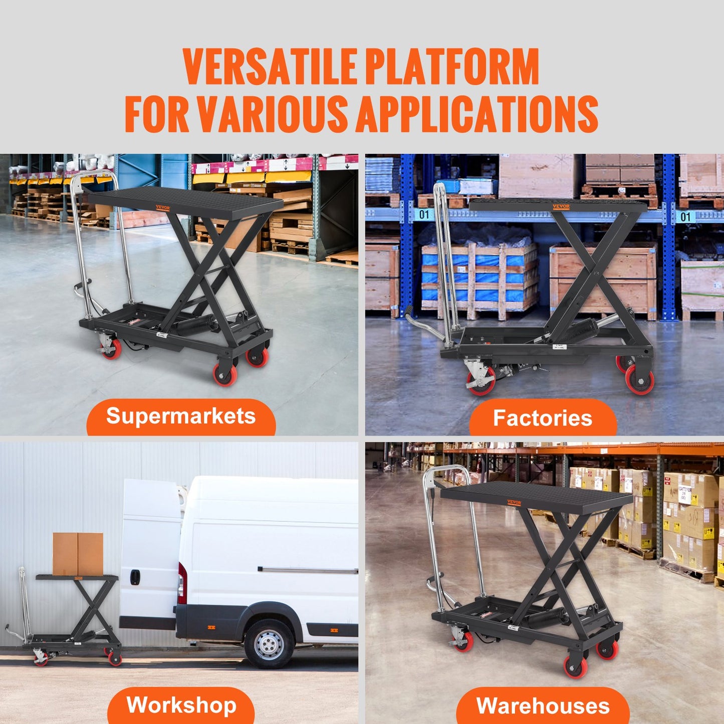 Hydraulic Lift Table Cart, 330lbs Capacity 28.5" Lifting Height, Manual Single Scissor Lift Table with 4 Wheels and Non-slip Pad, Hydraulic Scissor Cart for Material Handling, Black - Image 7